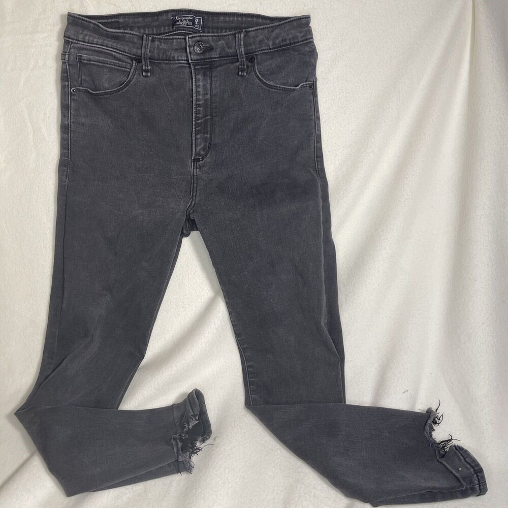 Abercrombie & Fitch Simone Jeans Women Sz 29/8S Black High Rise Ankle Distressed